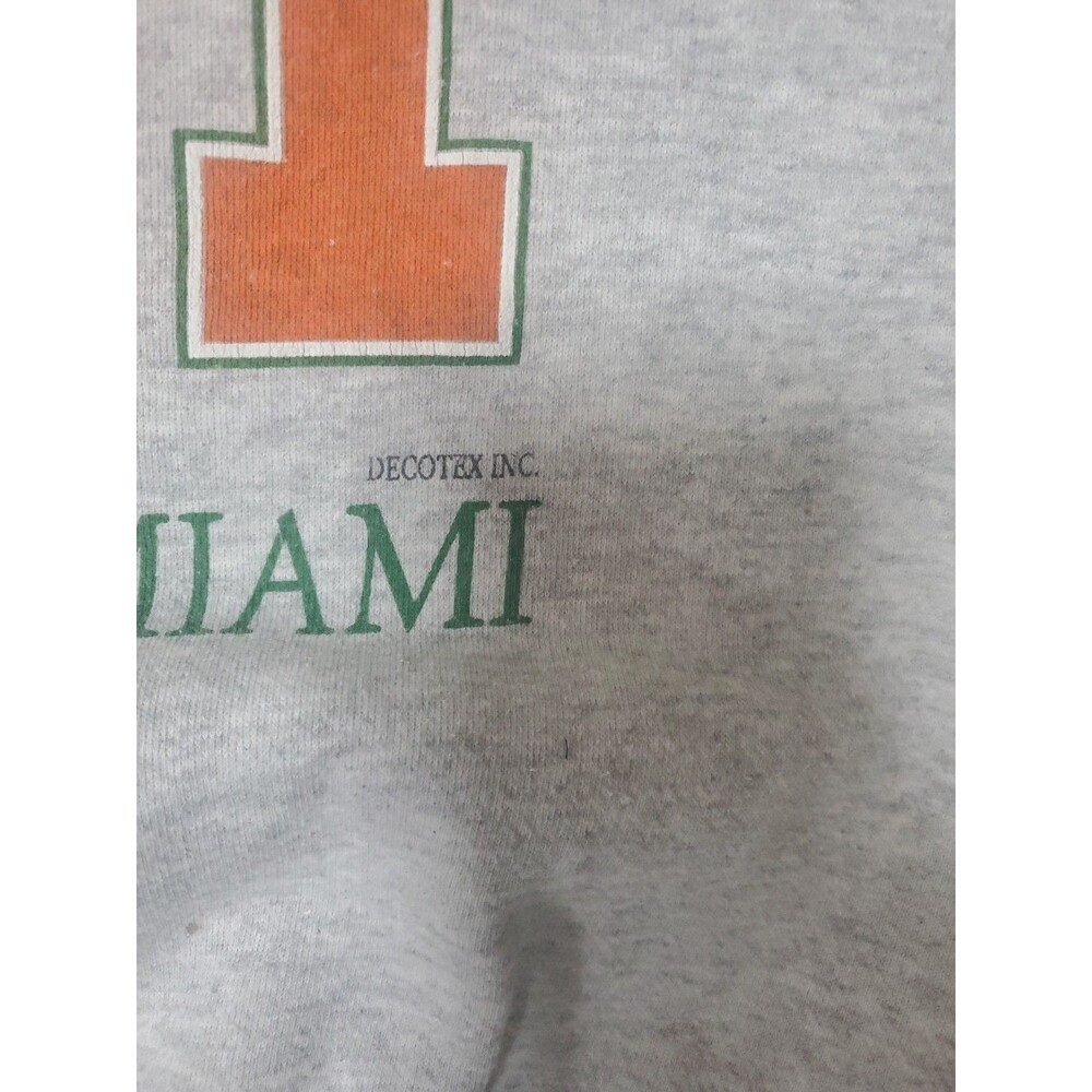 Vintage University Of Miami Hurricanes Gray Crewneck Sweatshirt Size L Tultex - Picture 4 of 15